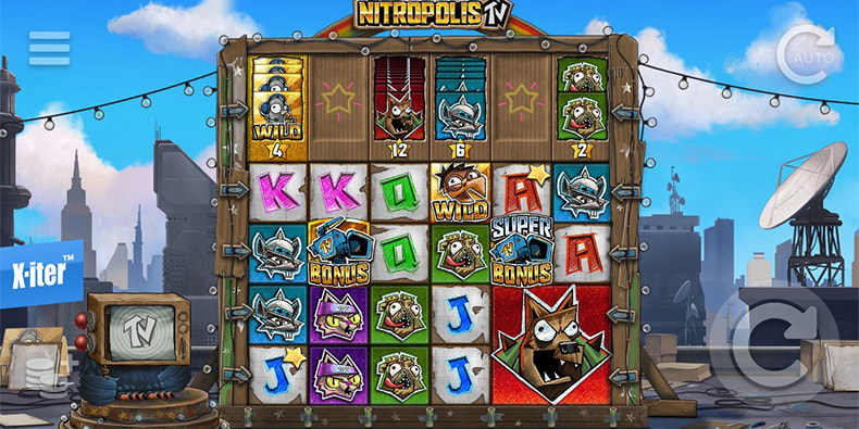 Screenshot of Nitropolis TV slot bonus round