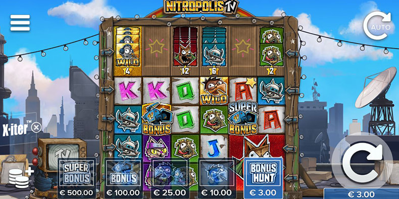 Screenshot of Nitropolis TV slot X-iter bonus selector