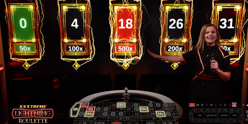 In-play action from XXXtreme Roulette from Evolution Gaming.